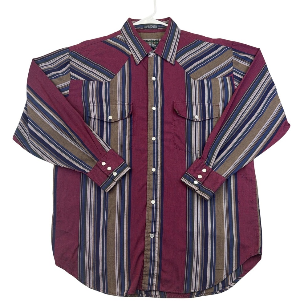 Salmon River Traders Shirt Mens Large Multicolor Western Pearl Snap Long Sleeve